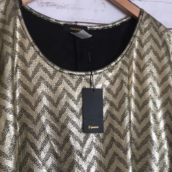 Espresso | gold metallic Roaring 20s shift dress - Picture 4 of 6